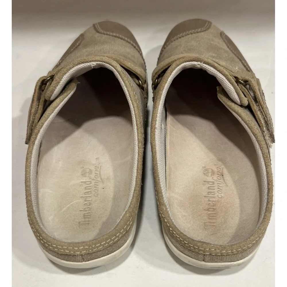 Timberland Comforia Womens Canvas Leather Slip On Hook Loop‎ Sneakers Tan Size 7